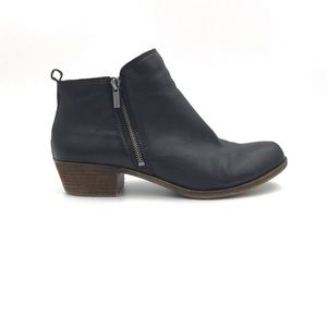 Lucky Brand Black Leather Double Zipper Basel Booties Size 11